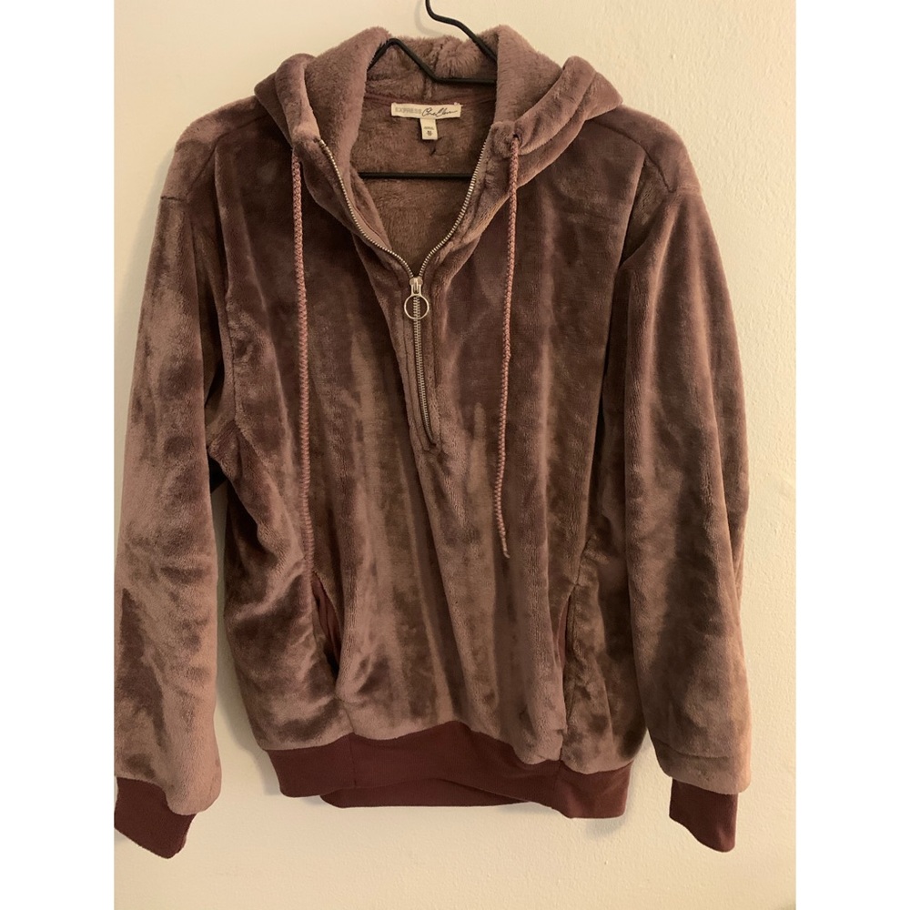 Express oversized velour hoodie purple size XS